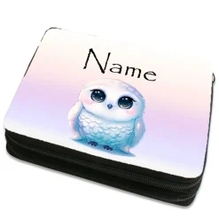 Best Schneeeule Federmäppchen inkl. Inhalt mit Name / personalisierbar Kinder Federmäppchen
