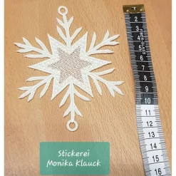 Schneeflocke, cremeweiß , gestickt in Lace-Stickerei Weihnachtsdeko