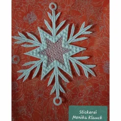 Schneeflocke, cremeweiß , gestickt in Lace-Stickerei Weihnachtsdeko
