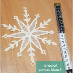 Outlet Schneeflocke, cremeweiß , gestickt in Lace-Stickerei Weihnachtsdeko