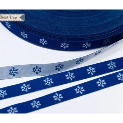 Outlet Schneeflocken Webband blau/weiß 9mm Deko- & Webbänder