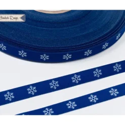 Outlet Schneeflocken Webband blau/weiß 9mm Deko- & Webbänder