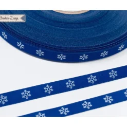 Outlet Schneeflocken Webband blau/weiß 9mm Deko- & Webbänder