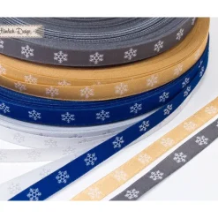 Sale Schneeflocken Webband gold/weiß 9mm Deko- & Webbänder