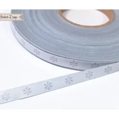 Online Schneeflocken Webband weiß/silber 9mm Deko- & Webbänder