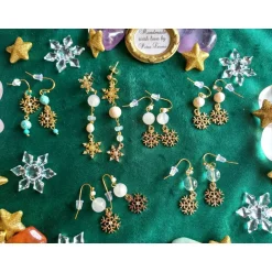 Weihnachtsaccessoires|Atelier Petra Leona SCHNEEFLOCKEN-Ohrringe AQUAMARIN APATIT JADE Edelstein Geburtsstein MÄRZ WASSERMANN FISCHE JUNGFRAU WAAGE Winter Schmuck