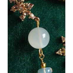 Weihnachtsaccessoires|Atelier Petra Leona SCHNEEFLOCKEN-Ohrringe MONDSTEIN Welo-OPAL PERLE Geburtsstein JUNI OKTOBER KREBS Winter Braut Schmuck teilw. vergoldet