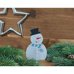 Weihnachtsdeko|Hübsches Aus Holz Schneemann aus Holz, steckbar (2er-Set)