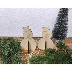 Weihnachtsdeko|Hübsches Aus Holz Schneemann aus Holz, steckbar (2er-Set)