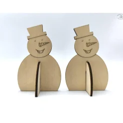 Weihnachtsdeko|Hübsches Aus Holz Schneemann aus Holz, steckbar (2er-Set)