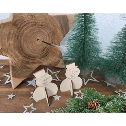 Weihnachtsdeko|Hübsches Aus Holz Schneemann aus Holz, steckbar (2er-Set)