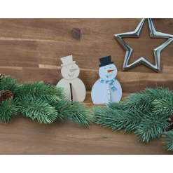 Weihnachtsdeko|Hübsches Aus Holz Schneemann aus Holz, steckbar (2er-Set)