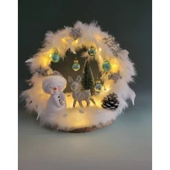 Outlet Schneemann mit Reh in Eisblau / Silber , Sofortkauf, Geschenk, Weihnachten Kerzen & Beleuchtung