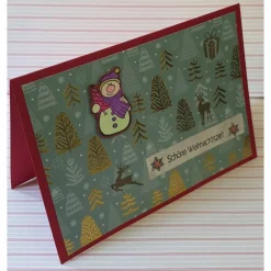 Weihnachtskarten|Teufelinchens_Ideen_Shop Schneemann mit Weihnachtsbaum - Weihnachtskarte