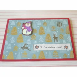 Weihnachtskarten|Teufelinchens_Ideen_Shop Schneemann mit Weihnachtsbaum - Weihnachtskarte