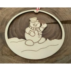 Winter|Hübsches Aus Holz Schneemann-Anhänger aus Holz für die Winter-, Advents- und Weihnachtszeit / Fensterbild / Holzdeko