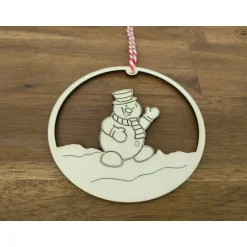 Winter|Hübsches Aus Holz Schneemann-Anhänger aus Holz für die Winter-, Advents- und Weihnachtszeit / Fensterbild / Holzdeko