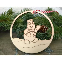 Winter|Hübsches Aus Holz Schneemann-Anhänger aus Holz für die Winter-, Advents- und Weihnachtszeit / Fensterbild / Holzdeko