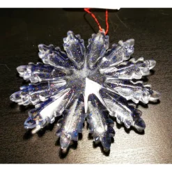 Baumschmuck|Alarnas Welt Schneestern "Wintertraum" – Funkelnder Anhänger mit blauem Glitzer