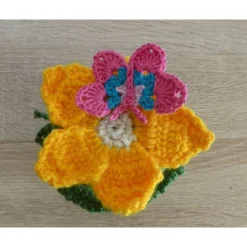Clearance Schönes Glas mit Schraubverschluss, gehäkelter Blume (gelb) und Schmetterling Geschenke