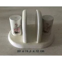 Tischdekoration|DekoatelierBerlin Schönes HolzSet, für Serviettenständer, Salz - und Pfefferstreuer, Shabby-Style Vintage  Unikat