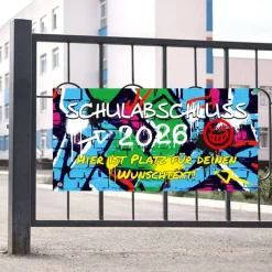 Geschenke|meinAufkleberladen Schulabschluss Banner - 100 x 50 cm | Graffiti - personalisierbar mit Wunschtext