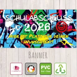 Geschenke|meinAufkleberladen Schulabschluss Banner - 100 x 50 cm | Graffiti - personalisierbar mit Wunschtext