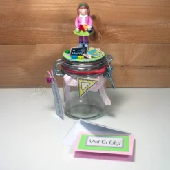 Discount Schulanfang Einschulung Geldgeschenk Geschenkglas personalisierbar für Mädchen Kinder Glückwunschkarten