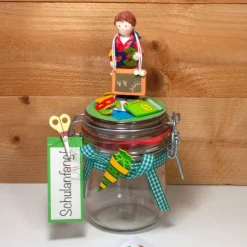 Glückwunschkarten|Trödel Dings da Schulanfang Einschulung Geldgeschenk Geschenkglas personalisierbar für Jungs