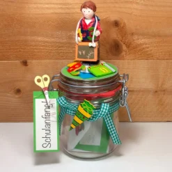 Glückwunschkarten|Trödel Dings da Schulanfang Einschulung Geldgeschenk Geschenkglas personalisierbar für Jungs