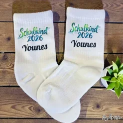 Schulkind 2026 Socken,Tennissocken, Personalisierbar, Strümpfe, Geschenkidee Einschulung Kinder Einschulung