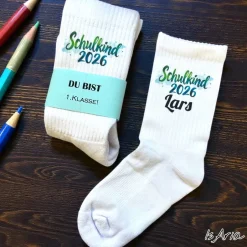 Schulkind 2026 Socken,Tennissocken, Personalisierbar, Strümpfe, Geschenkidee Einschulung Kinder Einschulung