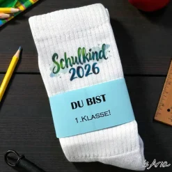 Schulkind 2026 Socken,Tennissocken, Personalisierbar, Strümpfe, Geschenkidee Einschulung Kinder Einschulung
