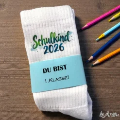 Schulkind 2026 Socken,Tennissocken, Personalisierbar, Strümpfe, Geschenkidee Einschulung Kinder Einschulung