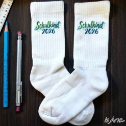 Schulkind 2026 Socken,Tennissocken, Personalisierbar, Strümpfe, Geschenkidee Einschulung Kinder Einschulung