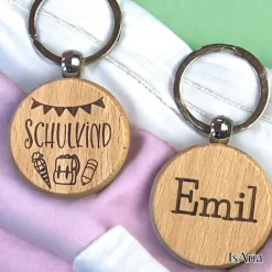 Clearance Schulkind Holz Schlüsselanhänger / Schulranzen-Anhänger / Schultütenfüllung/ Einschulungs-Geschenk/personalisiert Kinder Einschulung