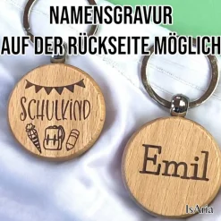 Clearance Schulkind Holz Schlüsselanhänger / Schulranzen-Anhänger / Schultütenfüllung/ Einschulungs-Geschenk/personalisiert Kinder Einschulung