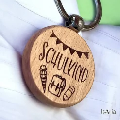 Clearance Schulkind Holz Schlüsselanhänger / Schulranzen-Anhänger / Schultütenfüllung/ Einschulungs-Geschenk/personalisiert Kinder Einschulung