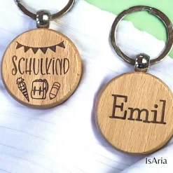 Clearance Schulkind Holz Schlüsselanhänger / Schulranzen-Anhänger / Schultütenfüllung/ Einschulungs-Geschenk/personalisiert Kinder Einschulung