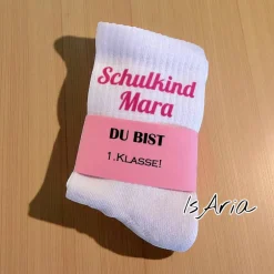 Einschulung|IsAria Schulkind Socken,Tennissocken, Personalisierbar, Strümpfe, Geschenkidee Einschulung