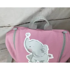 Kinderrucksack|Nähtante Christina Schultertasche, Kitatasche, Rucksack, Musikbox-Tasche, Elefant, rosa
