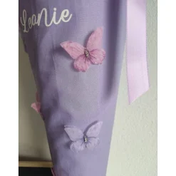 Clearance Schultüte aus Baumwolle mit 3D Schmetterlingen 70cm flieder/türkis Kinder Schultüten