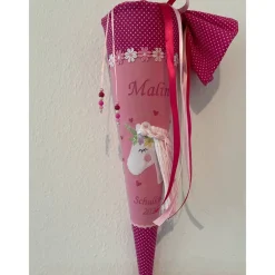 Best Schultüte aus Stoff bestickt mit einem Einhorn 3D, Namen und Datum 70cm Rohling Kinder Schultüten