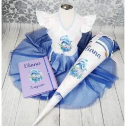 Best Schultüte Delfin Flieder Dunkelblau mit Glitzer Tüll 70cm 85cm   *personalisierbar Step by Step Butterfly Night Ina Kinder Schultüten