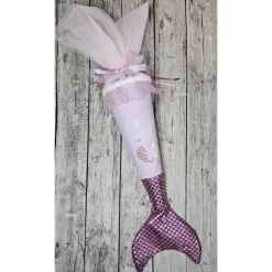 Schultüte Meerjungfrau aus Stoff / 70cm für Mädchen I Mittelteil lila I mit Schwanzflosse rosa Kinder Einschulung