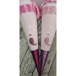 Schultüte Meerjungfrau aus Stoff / 70cm für Mädchen I Mittelteil lila I mit Schwanzflosse rosa Kinder Einschulung