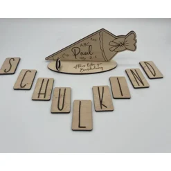 Outlet Schultüte mit Wunschname aus Holz – Personalisiertes Geldgeschenk zur Einschulung & Kindergarten Abschied Kinder Einschulung