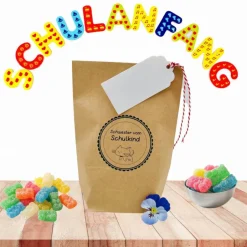 Schultüten|Nanös Welt Schultüte Set Geschenktüte Fast-Schulkind-Tüte Kind Einschulung mit Geschenkanhänger aus Papier und Kordel in rot-weiß