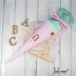 Best Schultüte Stoff + Tüll Ballerina Glitzer Rosa Mint 70cm 85cm   *personalisierbar und mit Kisseninlet Kinder Schultüten