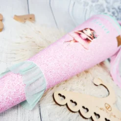 Best Schultüte Stoff + Tüll Ballerina Glitzer Rosa Mint 70cm 85cm   *personalisierbar und mit Kisseninlet Kinder Schultüten